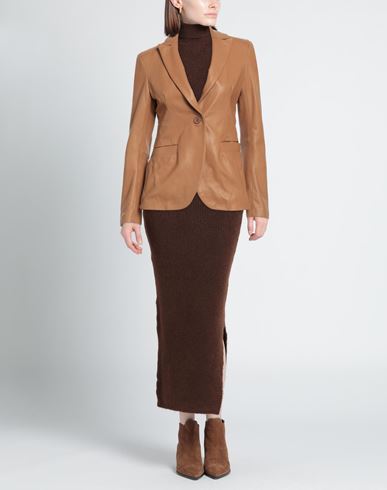 Woman Blazer Sand Size L Leather