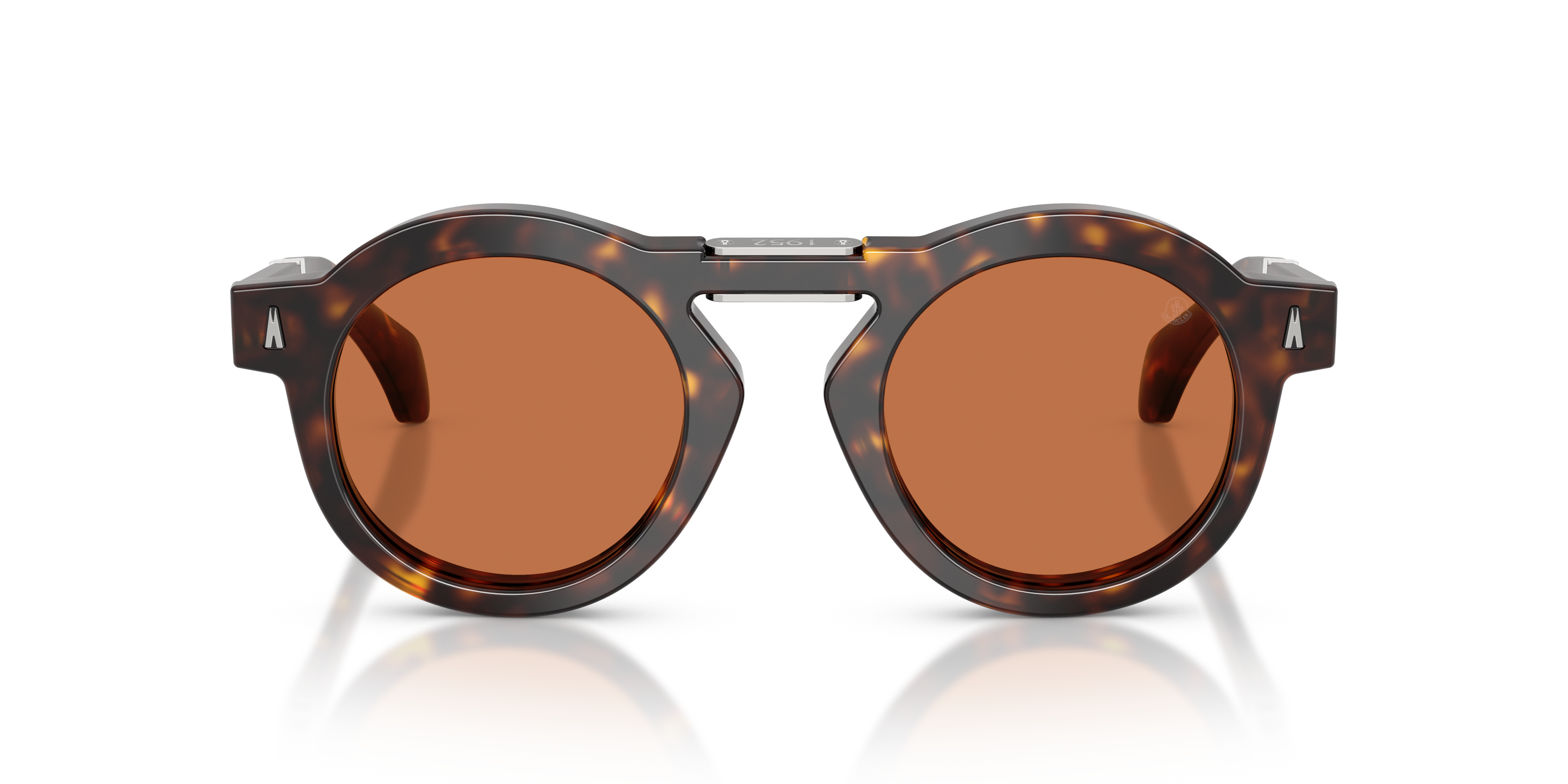 Moncler Unisex Moncler ME6019U GLISSE 300273 Gafas de sol Acetato Tortuga Marrón Redonda Norma