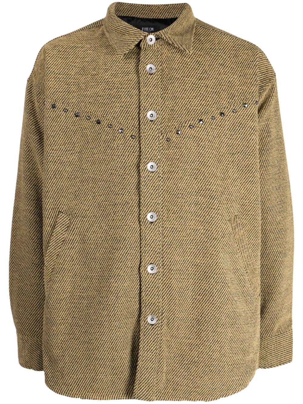 Stud-embellished drop-shoulder shirt - Grey