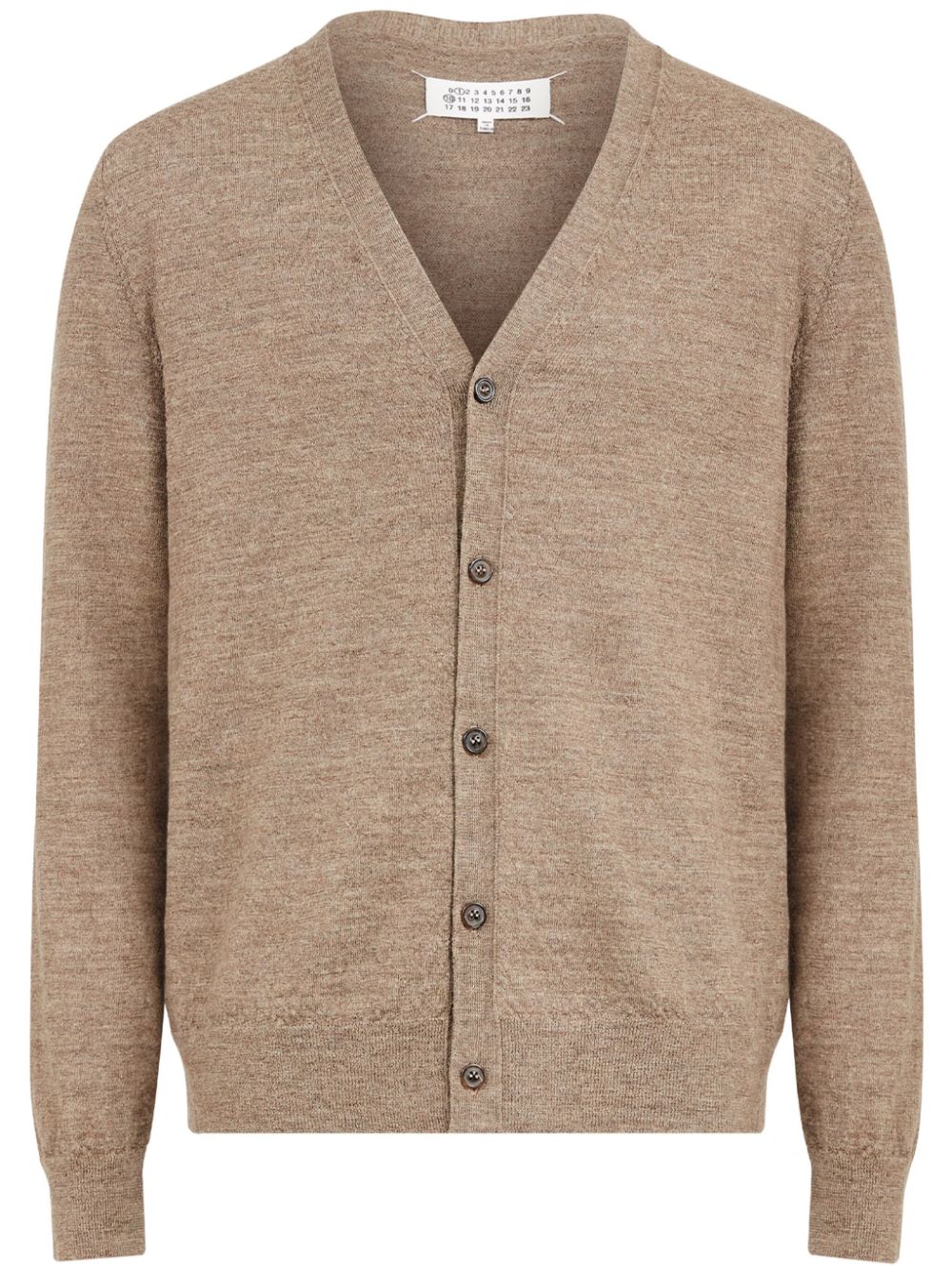 Elbow-patch fine-knit cardigan - Neutrals