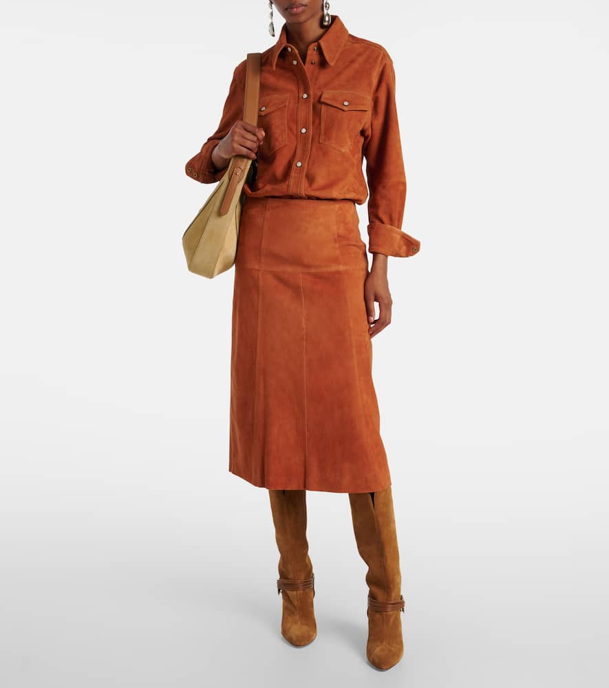Devy suede midi skirt