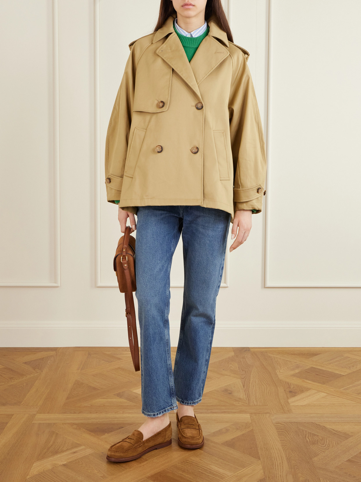 Double-breasted Cotton-gabardine Trench Coat - Neutrals