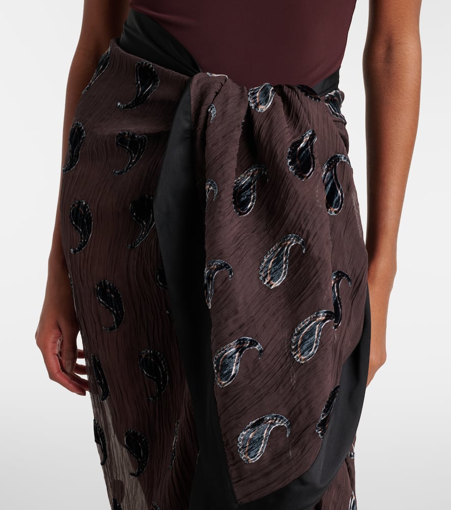 Paisley silk-blend beach cover-up