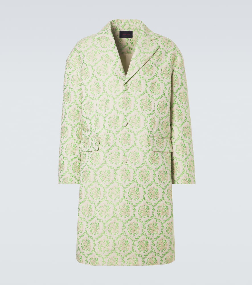 Floral cotton-blend jacquard coat