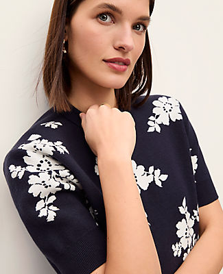 Ann Taylor Petite Floral Jacquard Sweater Tee