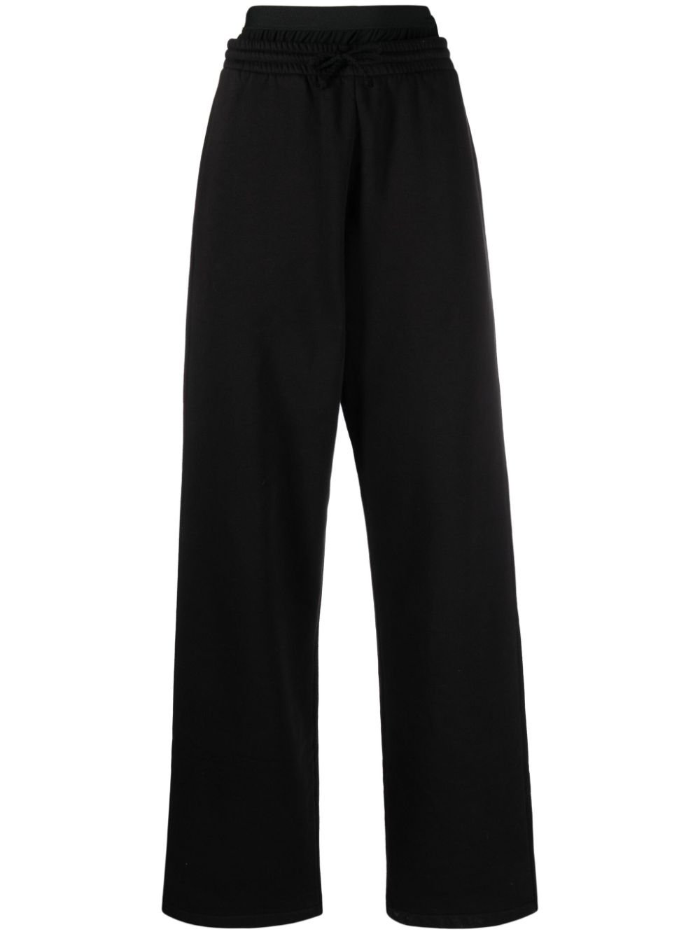 Double-waist wide-leg track pants - Black