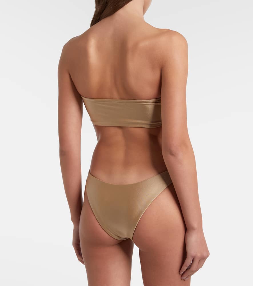 Ava metallic-effect bandeau bikini top