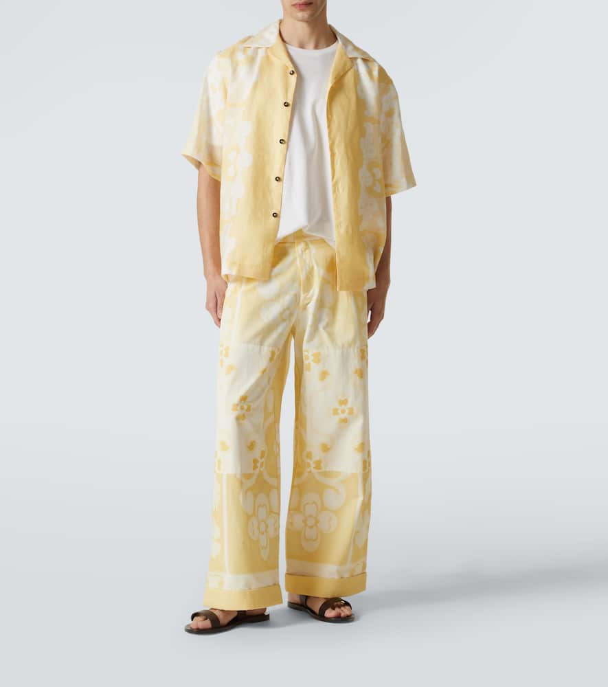 Floral linen bowling shirt