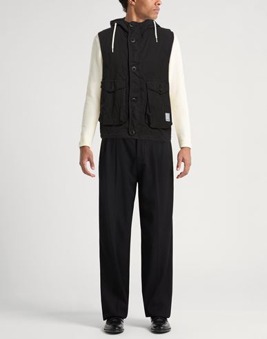 Man Vest Black Size 36 Cotton, Polyamide
