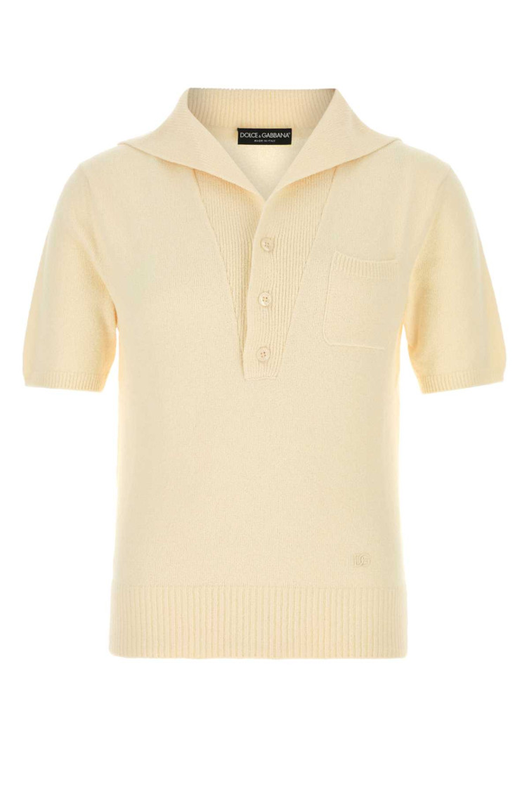 Cream Cotton Blend Polo Shirt