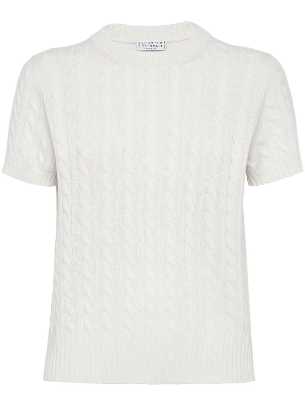 Cashmere Cable Knit Short Sleeve Sweater Knitwear