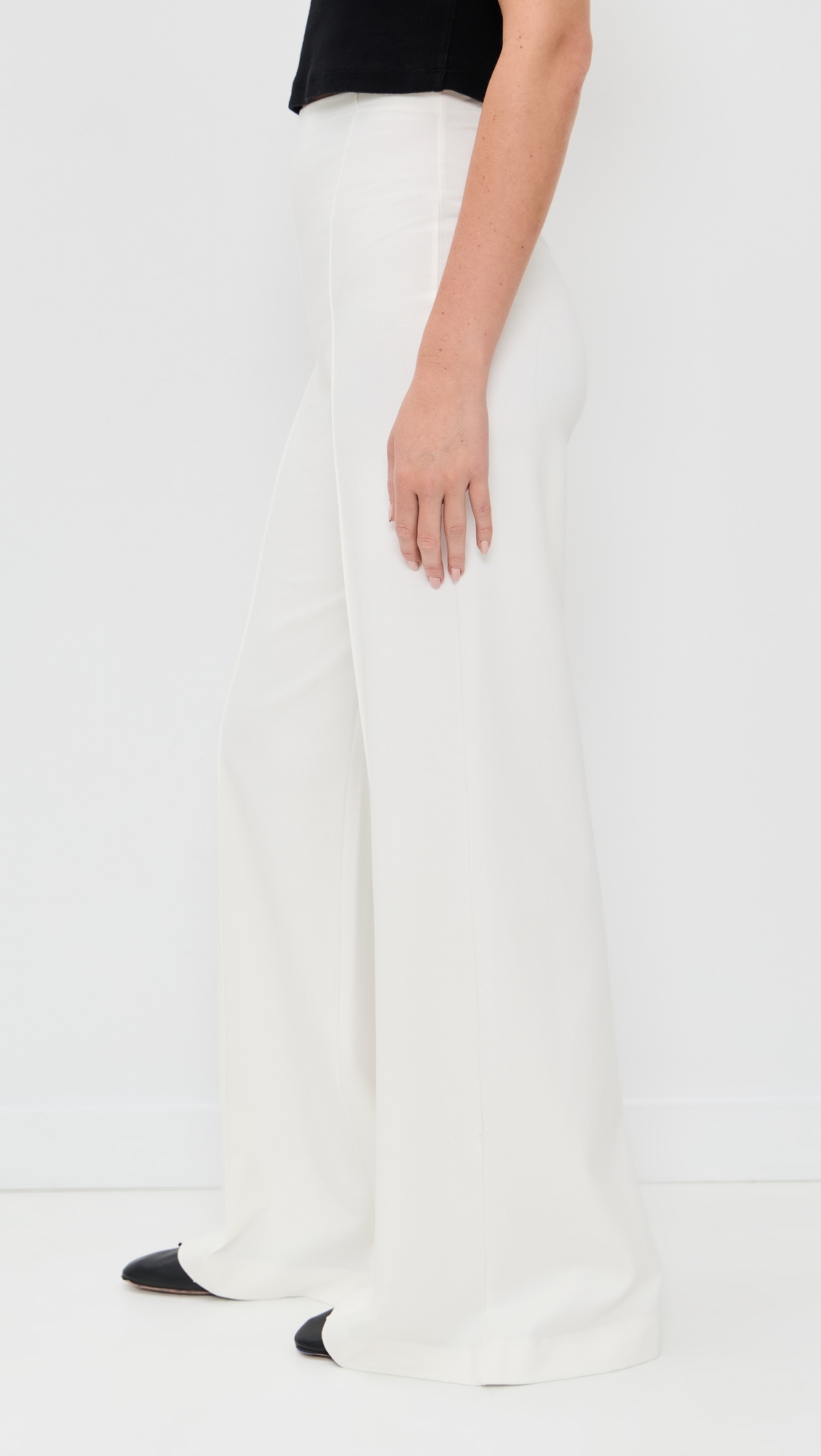 Ponte Knit Wide Leg Pants Off White