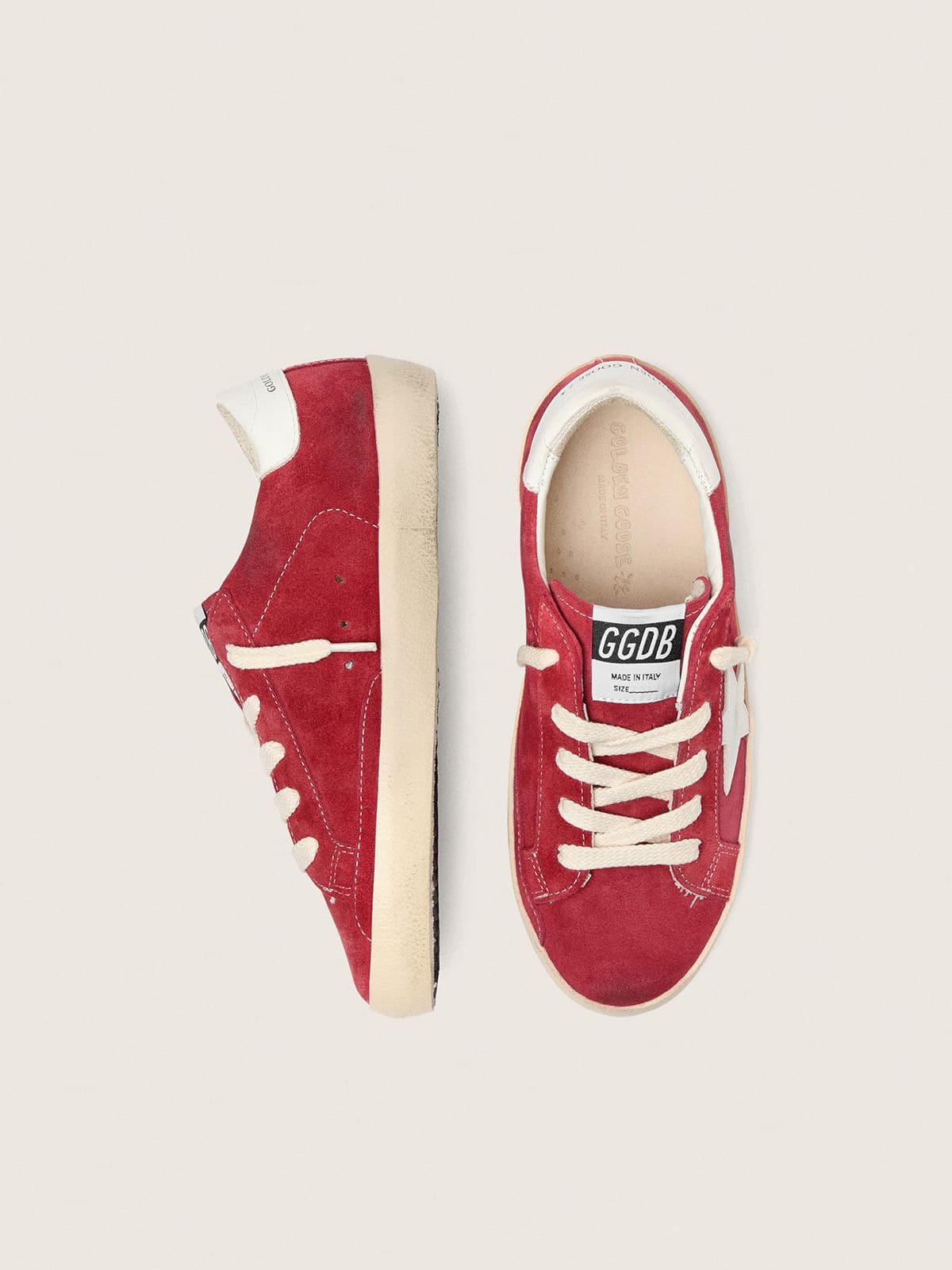 Golden Goose - Young Super-star In Red Suede With White Leather Star And Heel Tab
