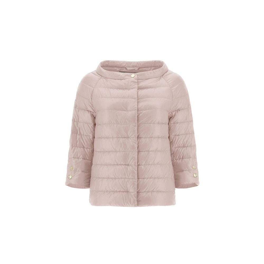 Quilted Polyamide Down Jacket — Beige
