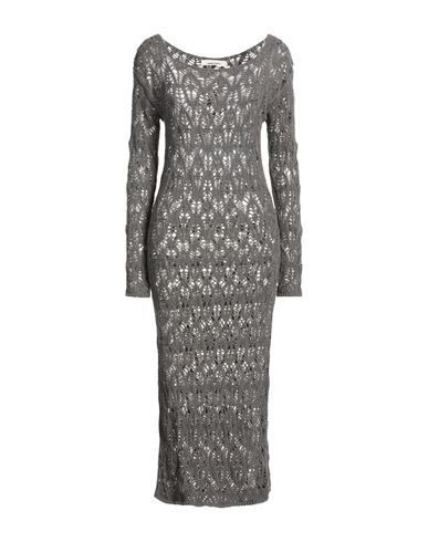 Woman Maxi dress Grey Size 4 Cotton, Polyamide