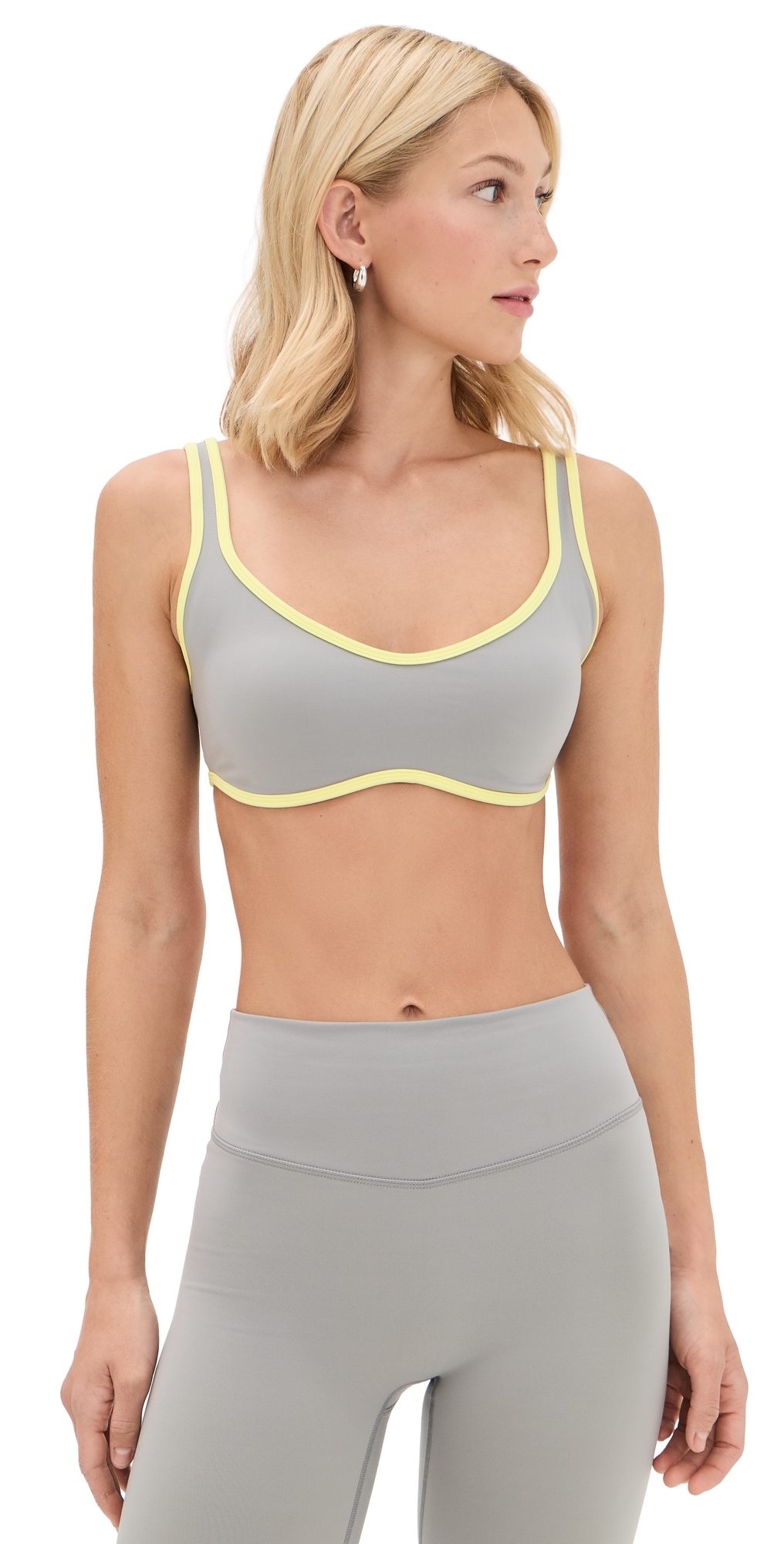 Curved Hem Bra Slate/Lemon