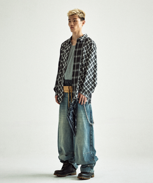 UNBALANCE CHECK SHIRTS BLACK