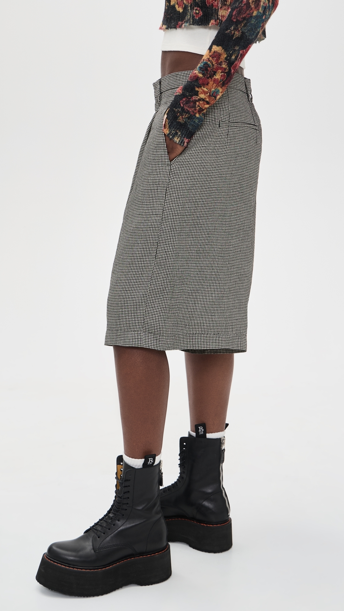 Jumbo Tailored Shorts Black And White Houndstooth