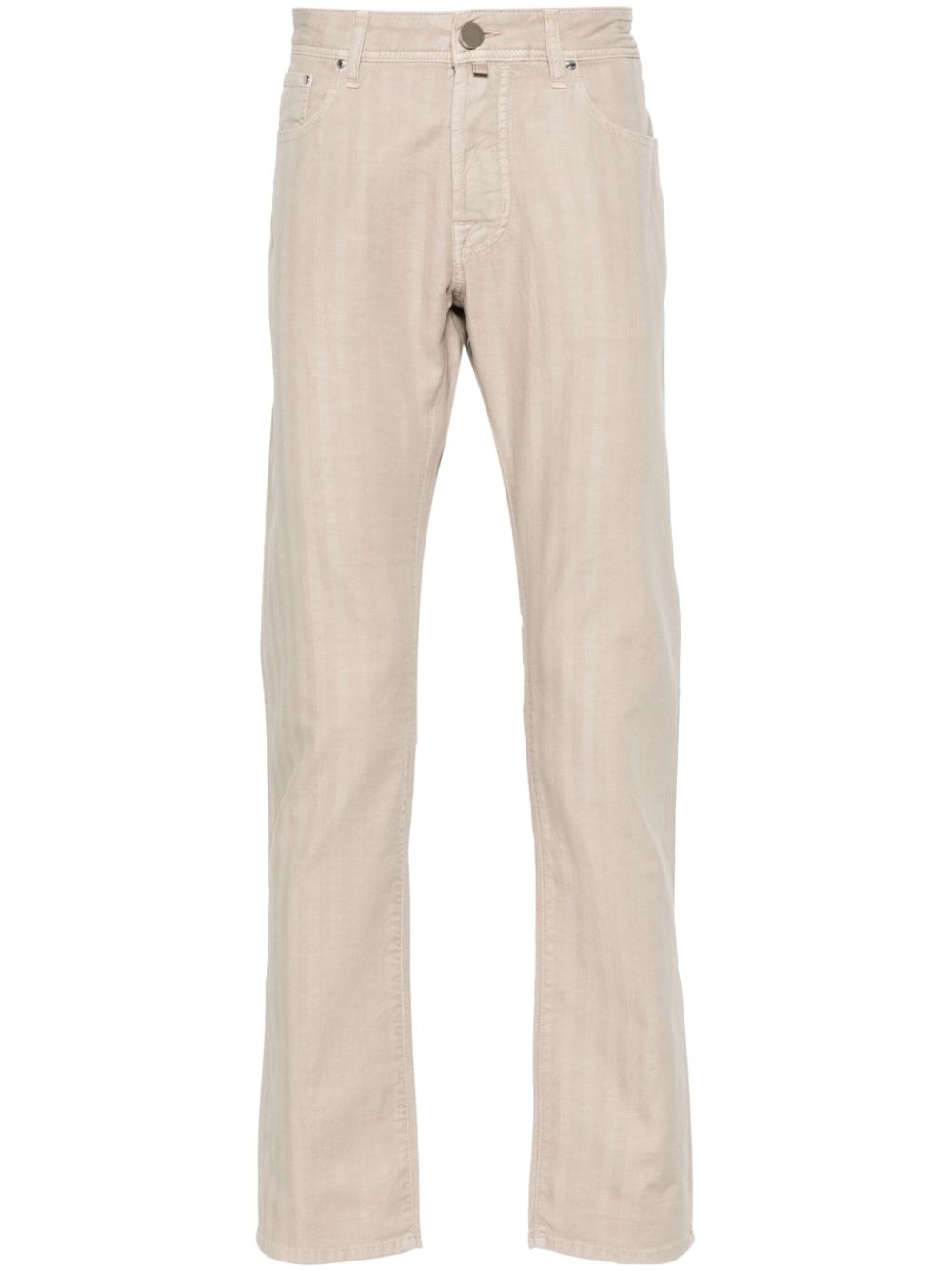 Herringbone tapered-leg trousers - Neutrals
