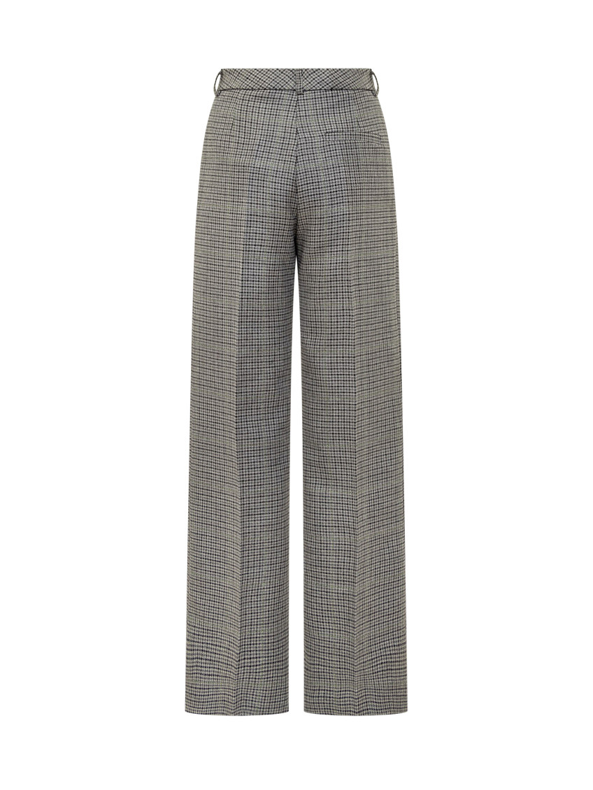 Grey Tailored Checks Pleated Pants