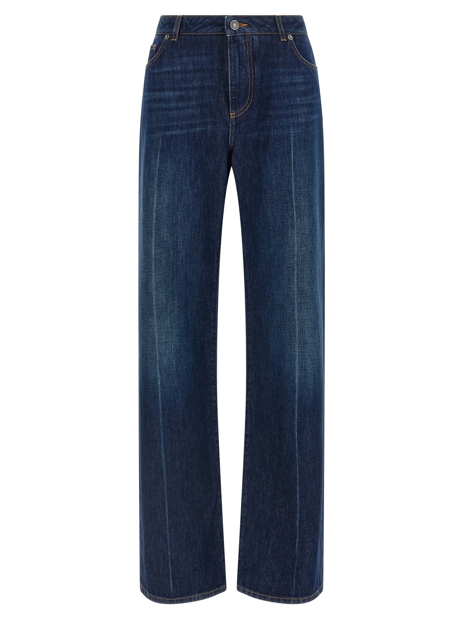 Straight-Leg Cotton Denim Jeans — Blue