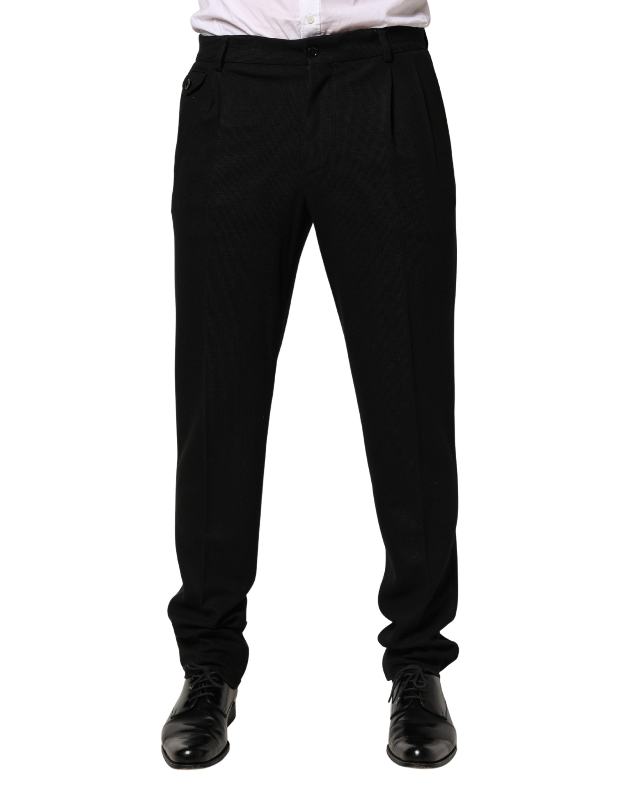 Virgin Wool Dress Trousers — Black