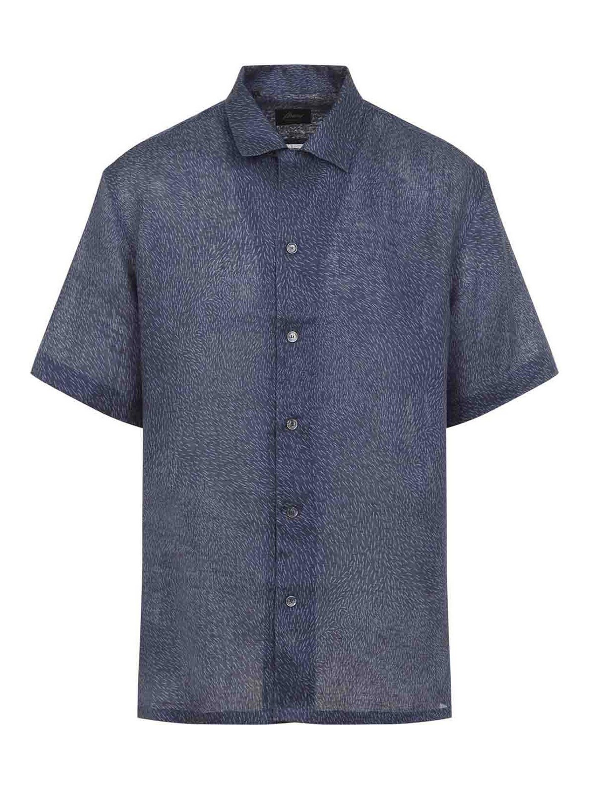 Brioni - cuban bowling collar linen shirt print