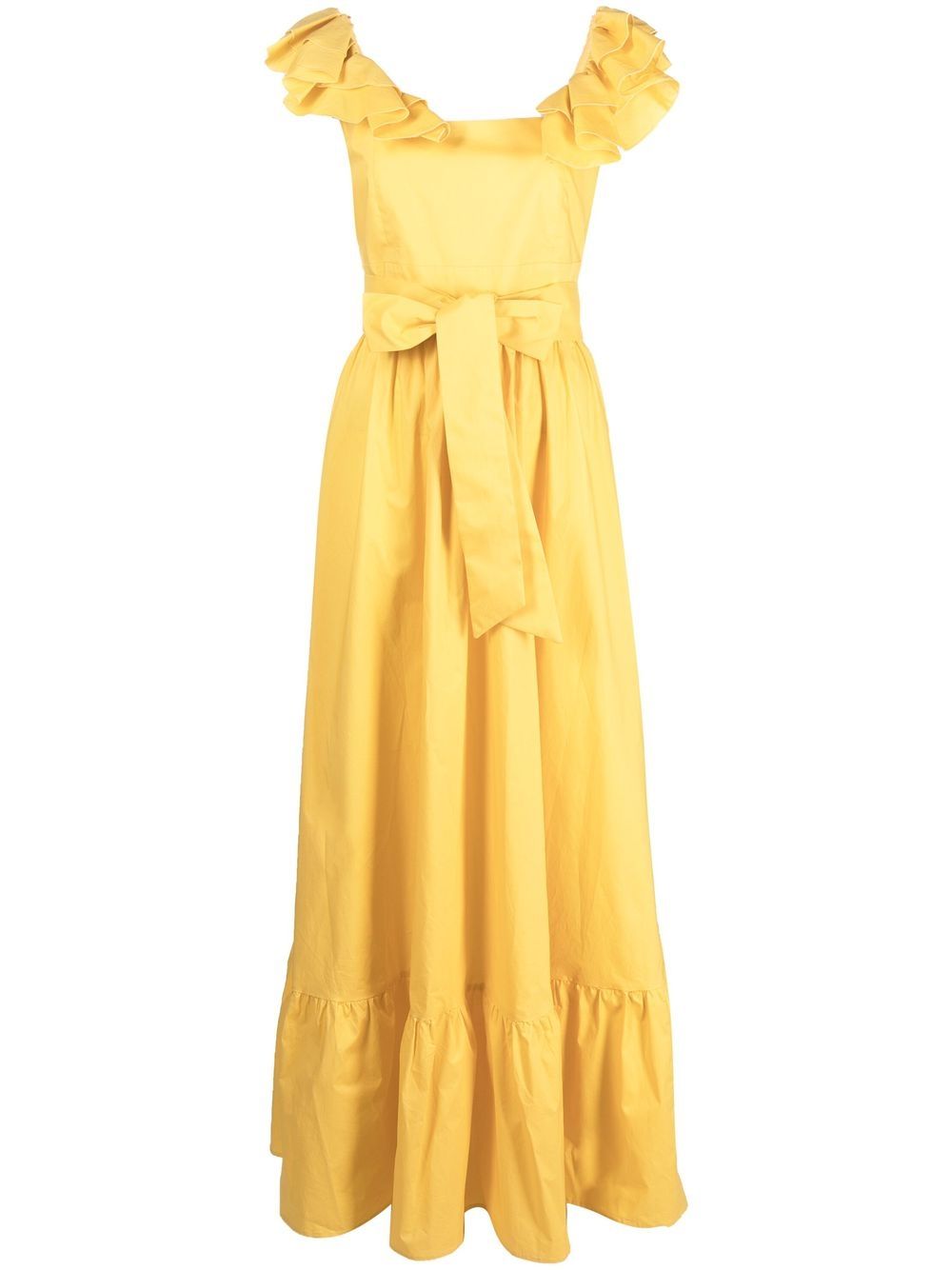 Ruffle-detail cotton dress - Yellow