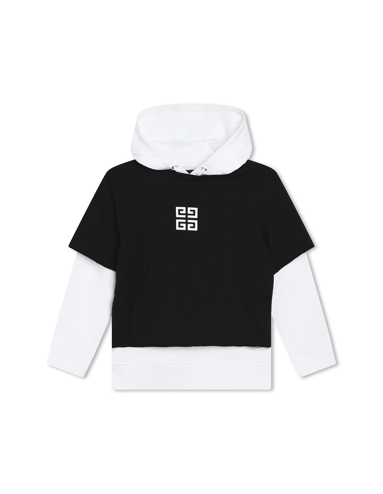 4G motif-print layered hoodie - Black