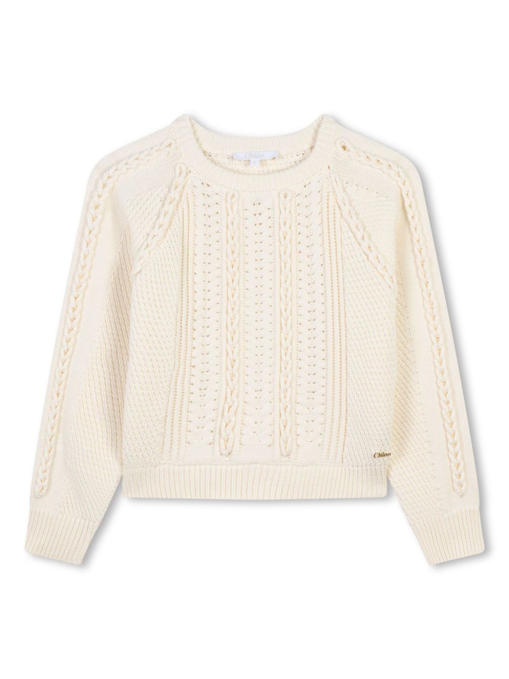 Long-sleeve cable-knit jumper - Neutrals