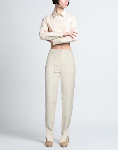 Woman Pants Beige Size 10 Linen, Viscose, Polyester