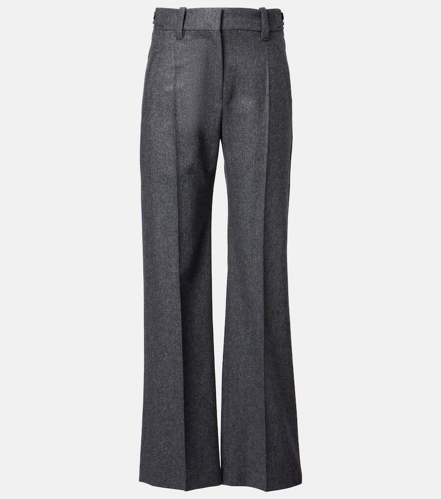 Pleated virgin wool straight pants