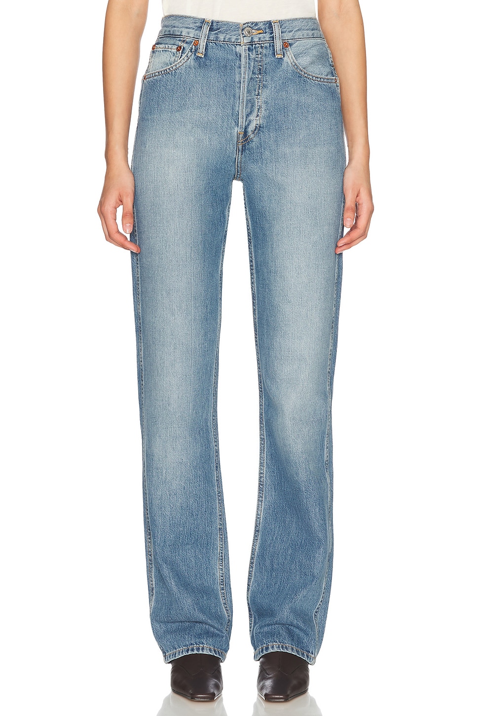 RE/DONE Originals 90s High Rise Loose Jeans in Big Sur.  27 also in