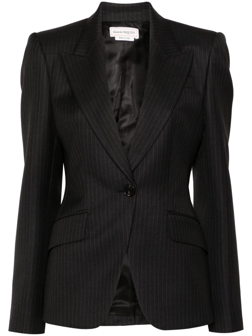 Single-breasted pinstripe blazer - Blue