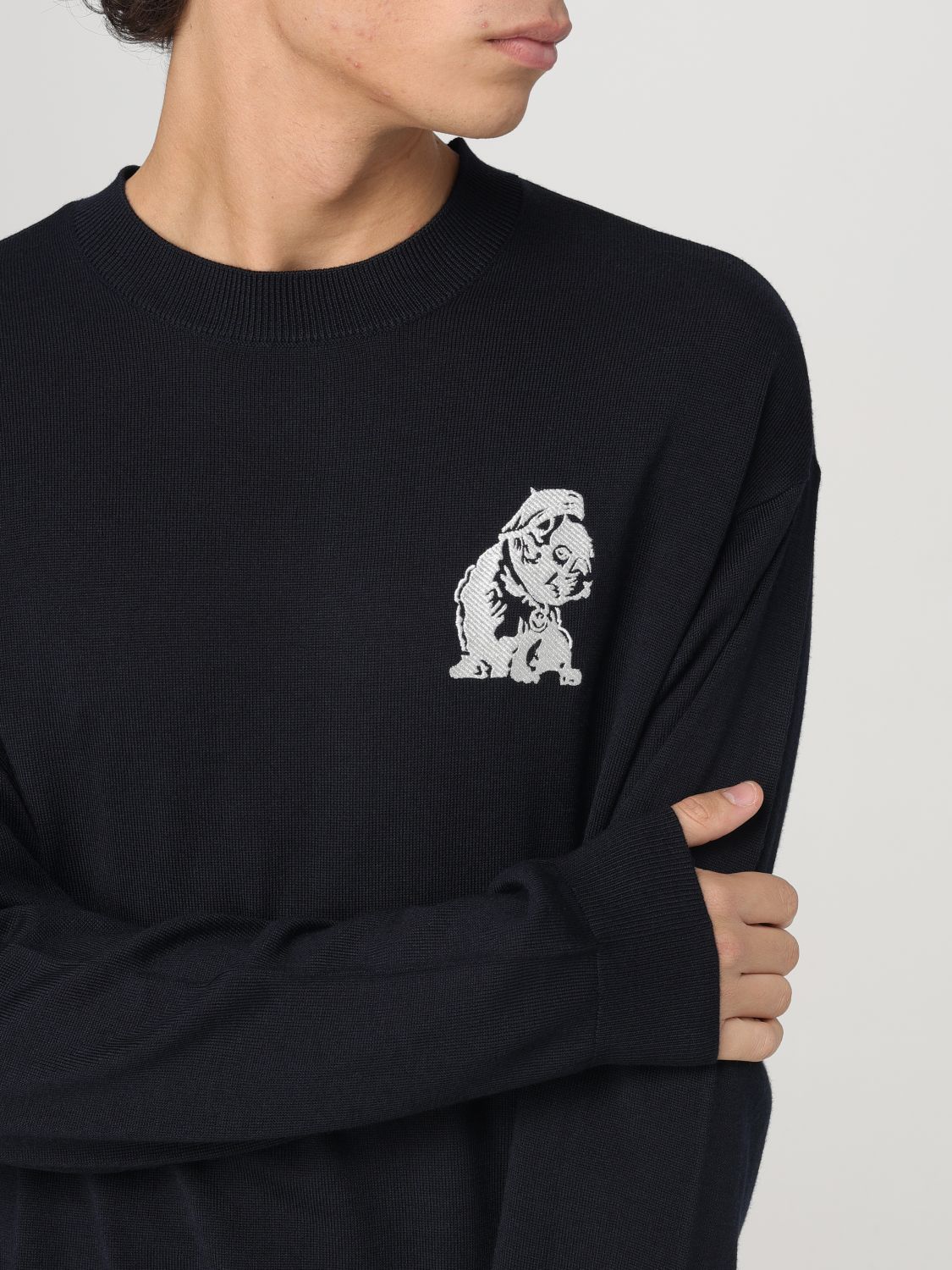 French Bulldog-embroidered sweater - Blue