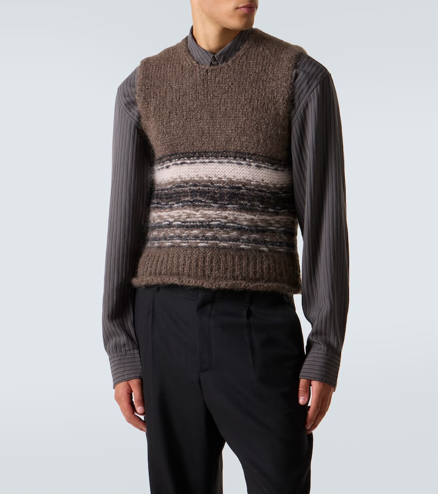 Pleaser striped wool and mohair sweater vest