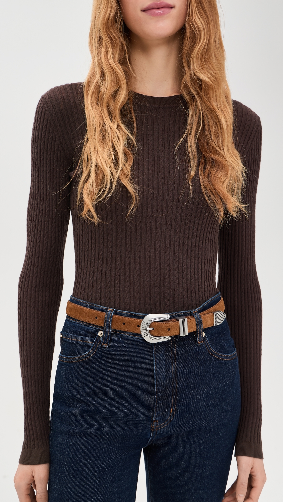 Overt Western Belt Warm Chestnut Suede