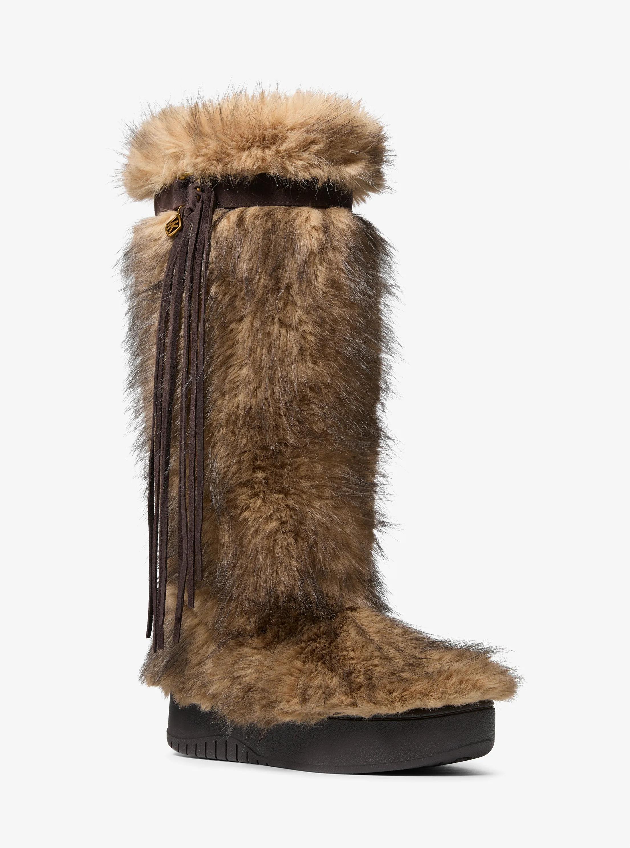 Michael Kors Starling Faux Fur Puffer Boot in Brown - size 7 by