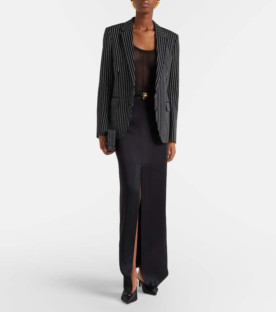 Pinstripe wool and cotton blazer
