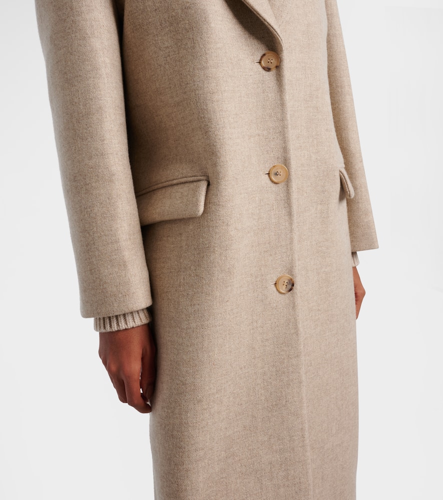 Hooded wool and silk coat
