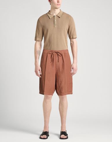 Man Shorts & Bermuda Shorts Brown Size 30 Linen