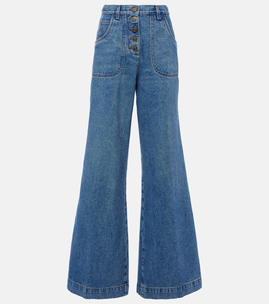 Mid-rise flared jeans