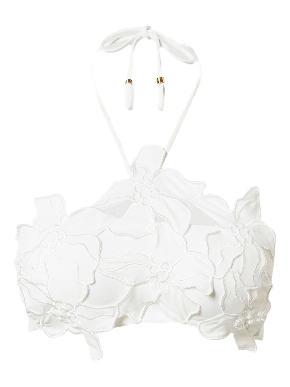 TWINSET floral-appliqué bikini top - White