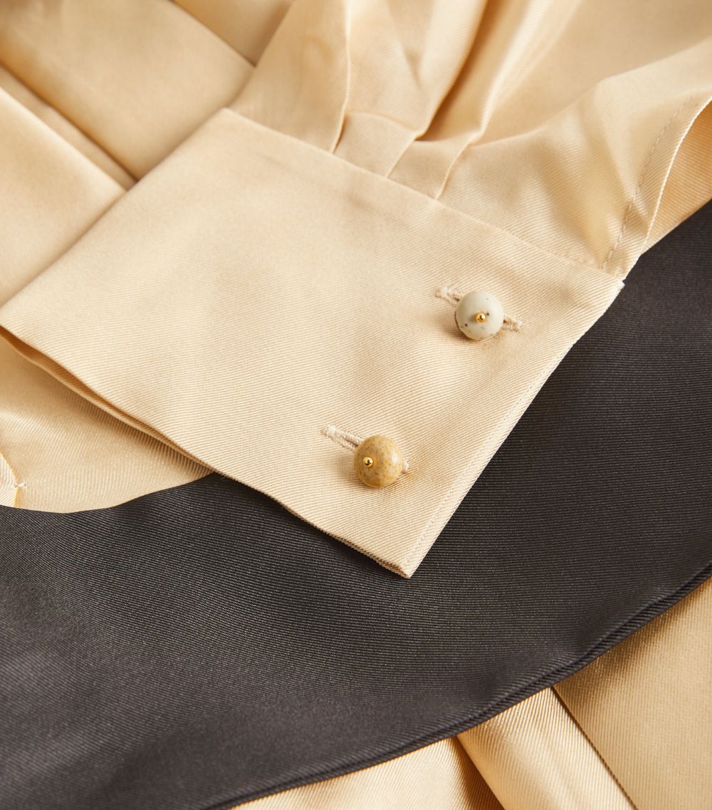 Silk Draped Shirt Dress