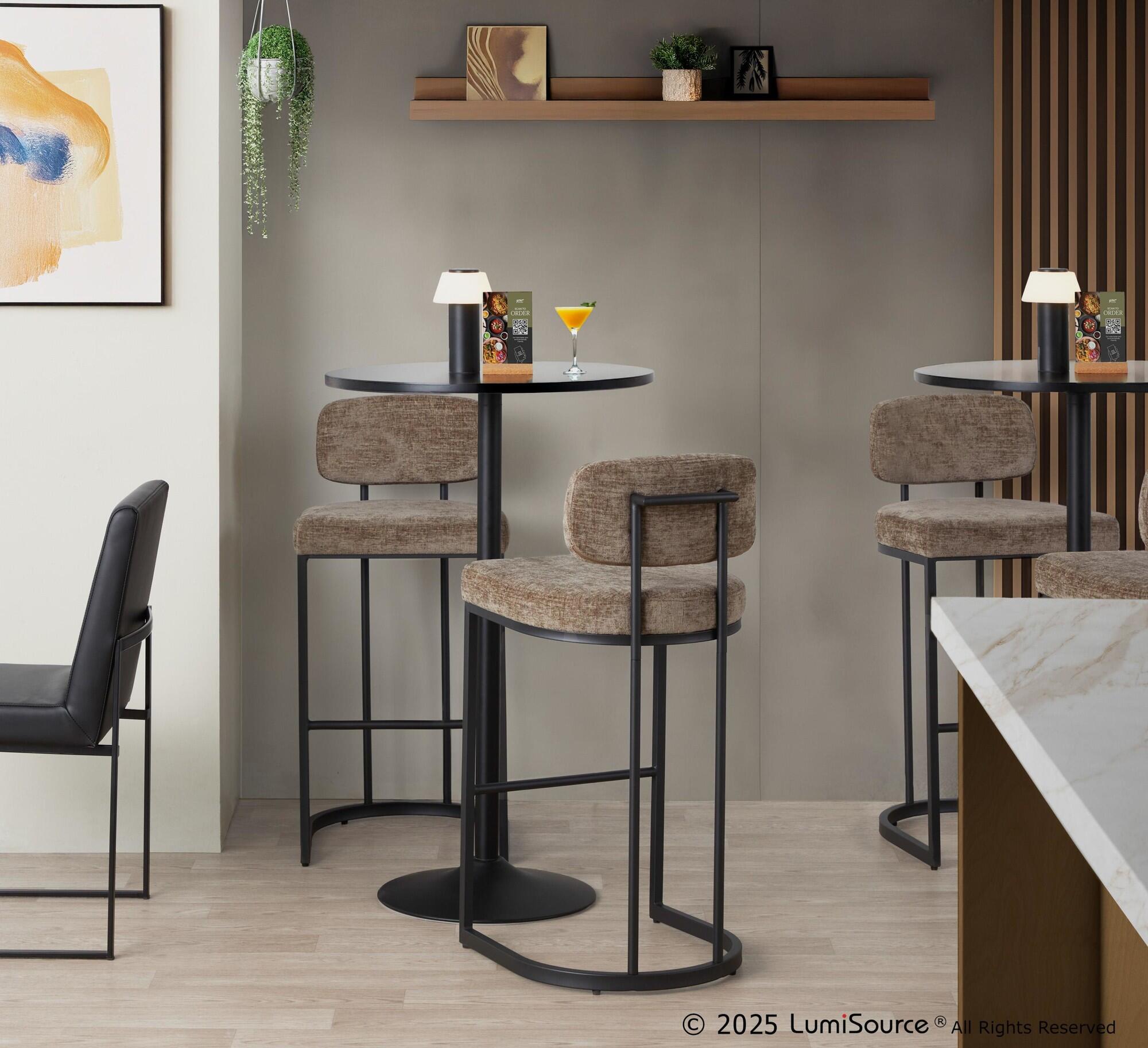 LumiSource Demi Bar Height Stool (Set of 2), Brown/Black