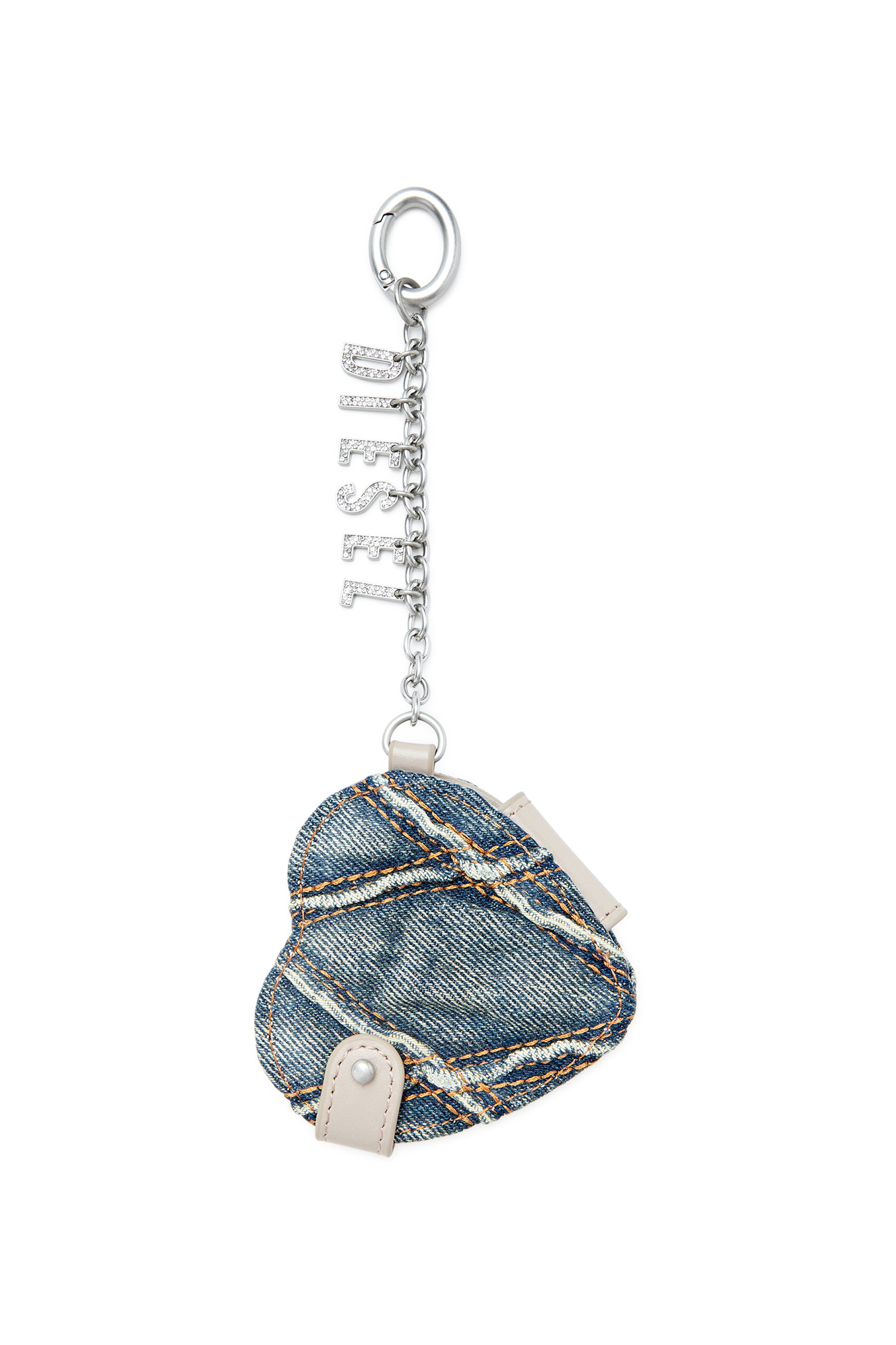 Mirror charm in argyle quilted denim - Bijoux and Gadgets - Woman - Silver