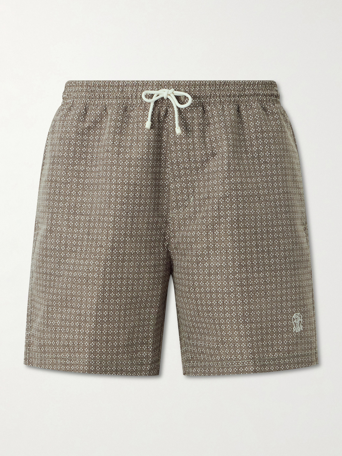 Straight-Leg Mid-Length Printed Swim Shorts
