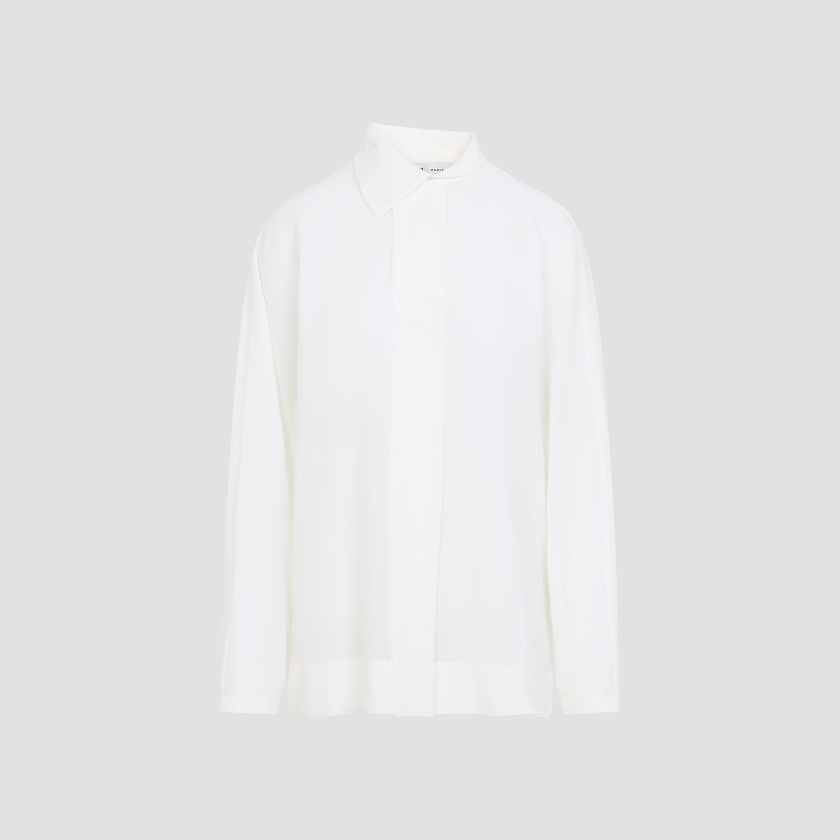 Asymmetrical Collar Shirt in Cotton Voile