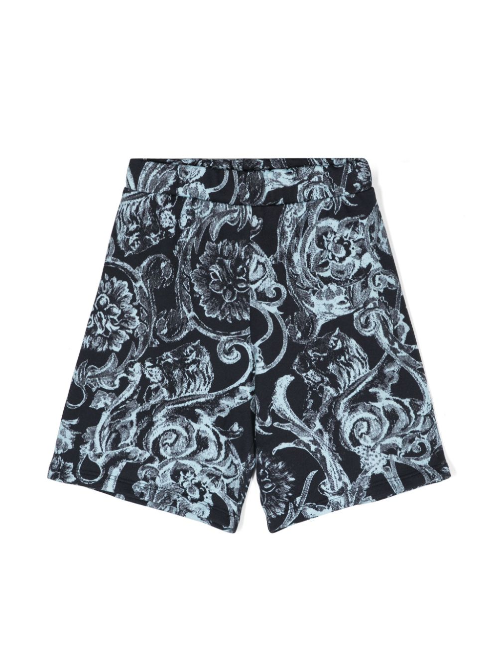 Barocco Stencil cotton shorts - Blue