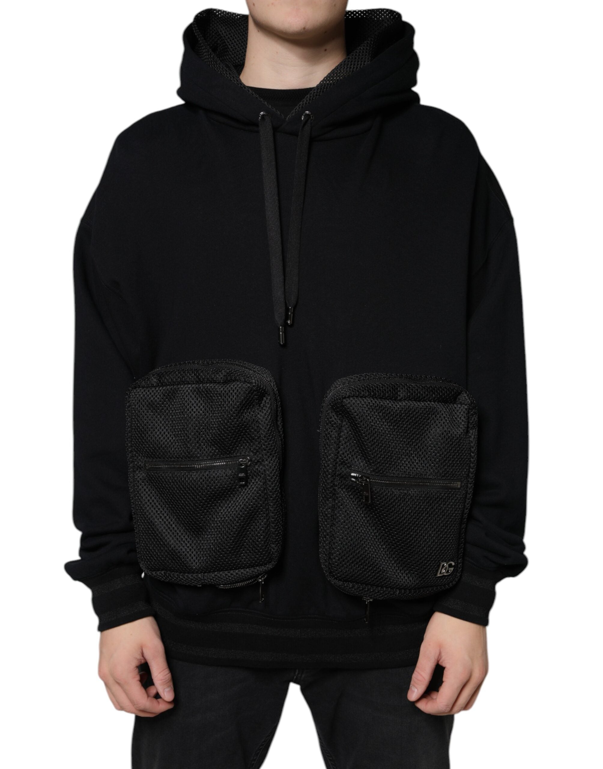 Cotton-Nylon Blend Hoodie — Black